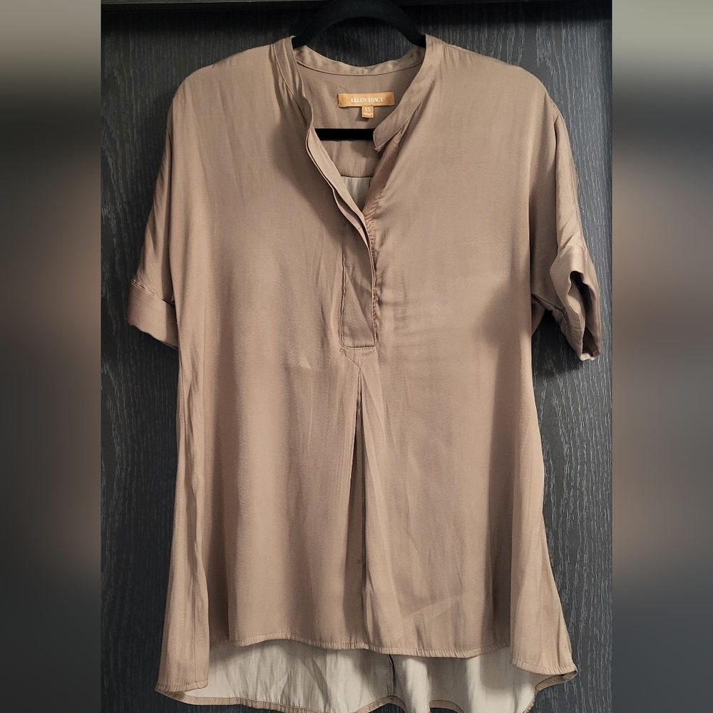 Ellen Tracy Tan Beige Gold Women's Top